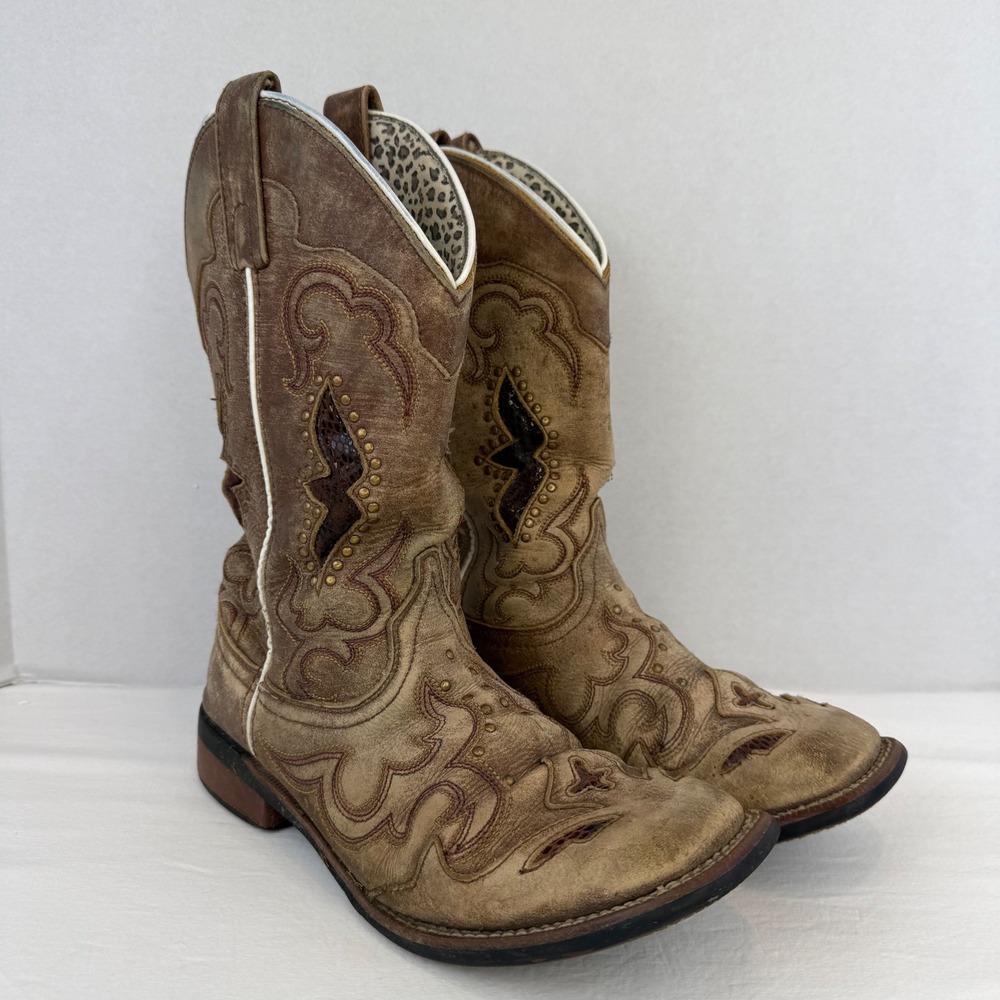 Laredo 5661 Womens Brown Distressed Leather Western Cowboy Boots Size 8.5 M